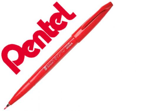 Caneta pincel pentel touch para caligrafia cor vermelho , Pentel , 155837 , 4902506287069